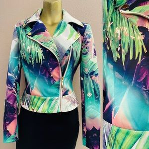 JENNIFER LOPEZ Tropical Scuba MOTO Biker JACKET Small